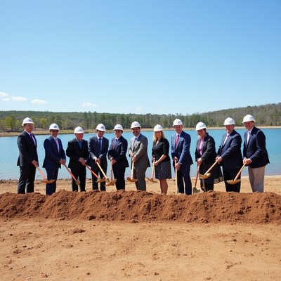 Groundbreaking ceremony by the lake