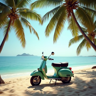Vintage scooter by the beach