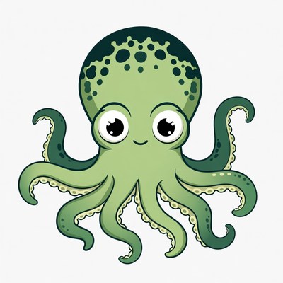 Cute cartoon octopus with big eyes