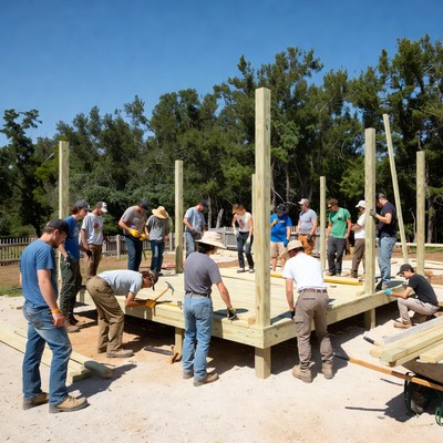 Community builds structure together