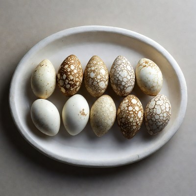 Natural eggs on a white plate