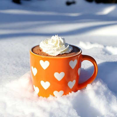 Hot drink cup in snow
