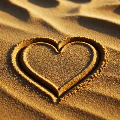 Heart shape drawn in sand