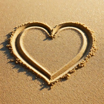 Heart shape drawn in sand