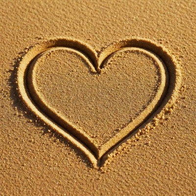 Heart shape in beach sand