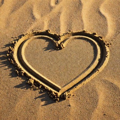 Heart shape drawn in sand