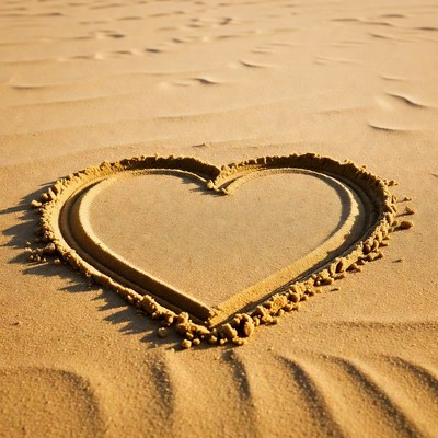 Heart shape drawn in sand