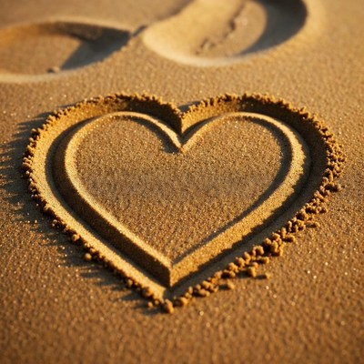 Heart shape drawn in sand