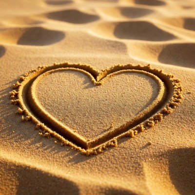Heart shape drawn in sand
