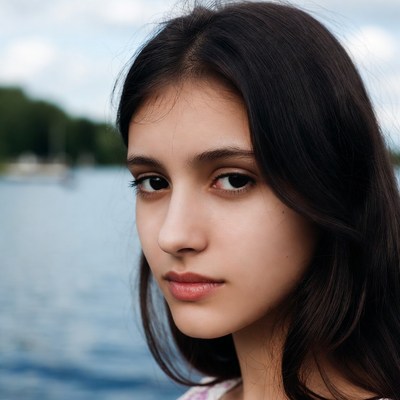 Young woman by the lake
