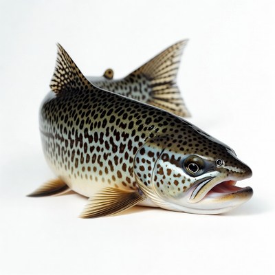Trout resting on a white surface