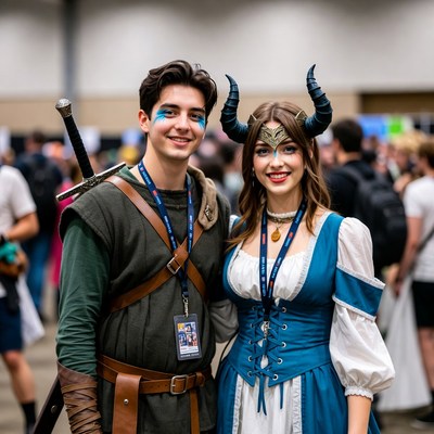 Cosplayers at a convention event