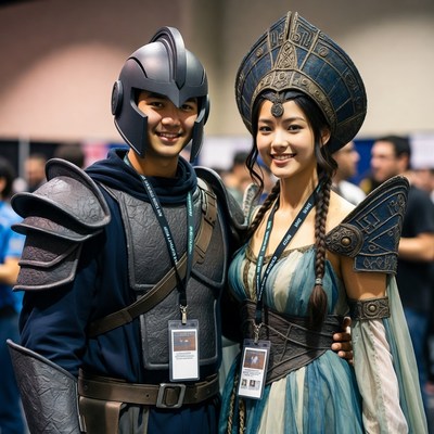 Cosplay at convention in city center