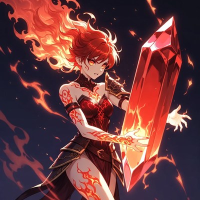 Fire mage holding crystal with flames