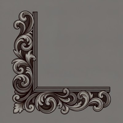 Decorative corner design with intricate details