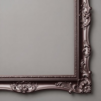 Decorative frame on gray wall