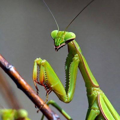 Green mantis on a branch