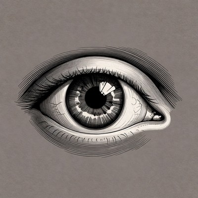 Detailed black and white eye drawing