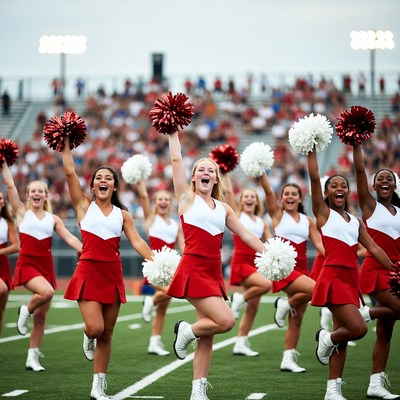 Cheerleaders perform at football game