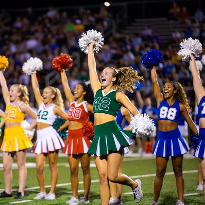 Cheerleaders perform at school event