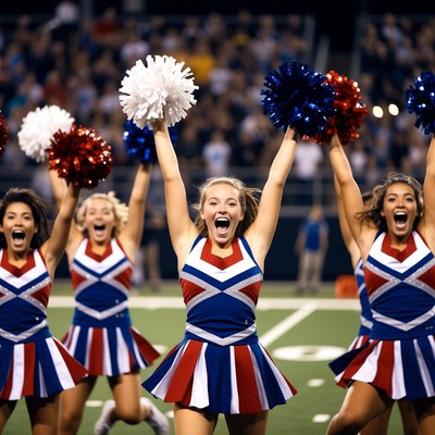 Cheerleaders performing at a game