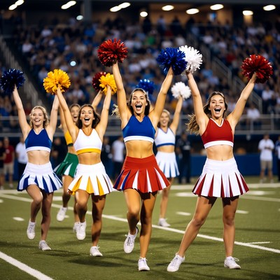 Cheerleaders perform at football game