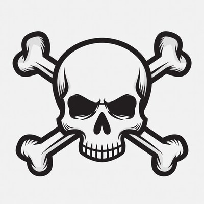 Skull and crossbones design on white background