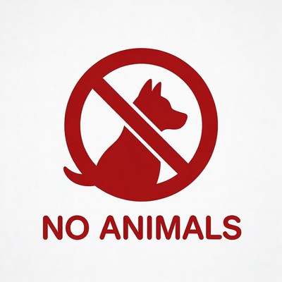 Sign prohibiting animals in area