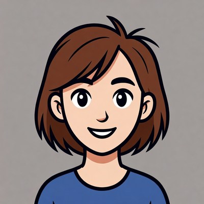 Cartoon character with short hair smiling