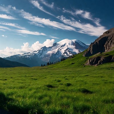 Snowy mountain in clear sky