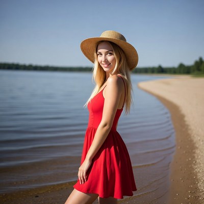 Young woman by the water