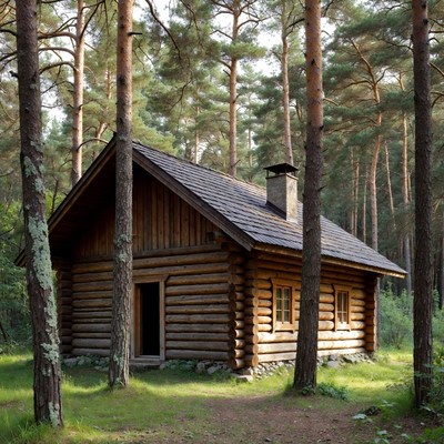 Log cabin in the forest