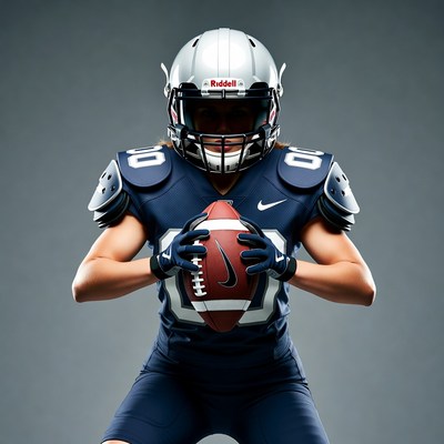 Player in football uniform holding ball