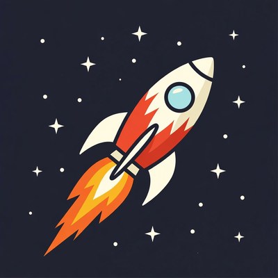 Rocket launches into space at night