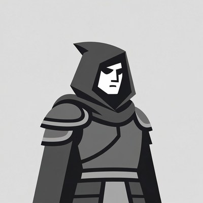 Dark figure in hooded armor design