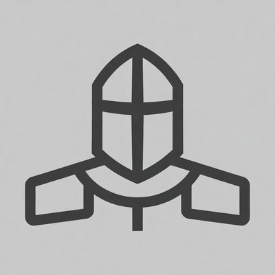 Knight helmet outline on gray background
