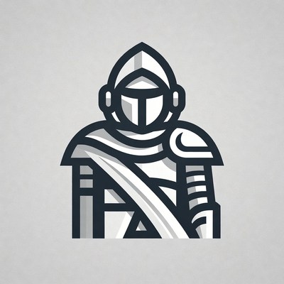 Knight standing with armor and shield