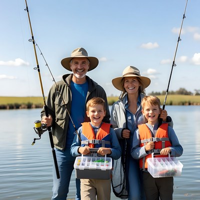Family fishing adventure by the lake