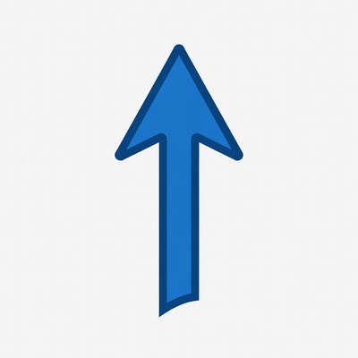 Blue upward arrow symbol used for direction