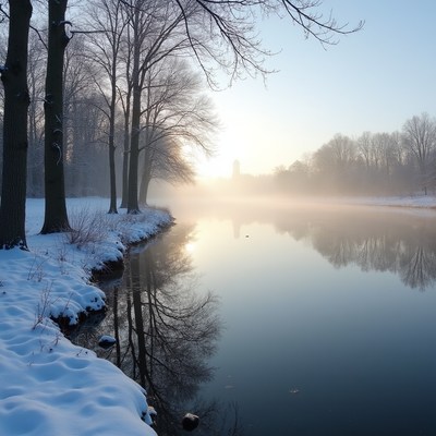 Winter morning by the river