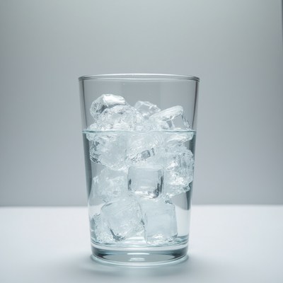 Clear glass filled with ice cubes