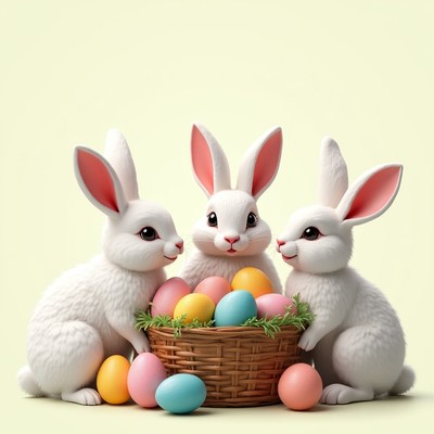 Rabbits gather eggs for celebration
