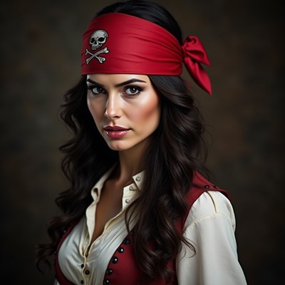 Pirate-themed portrait in dark setting
