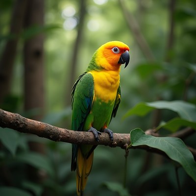 Parrot sitting on a tree branch
