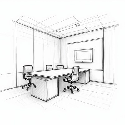 Conference room sketch with chairs
