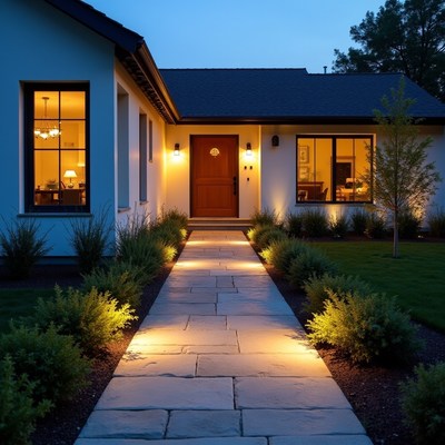 Walkway lights guide to home entrance