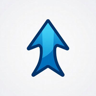 Blue upward arrow symbol for navigation