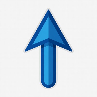 Blue arrow graphic pointing up