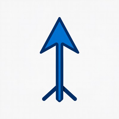 Blue arrow symbol pointing upwards