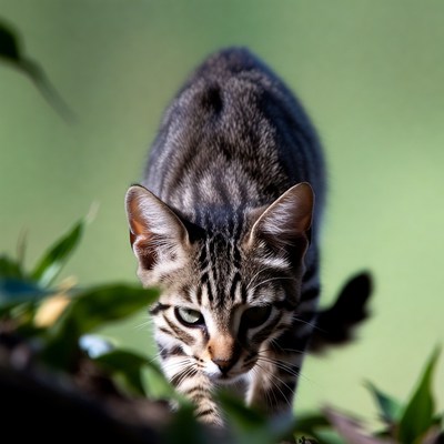 Cat walking near plants outdoors